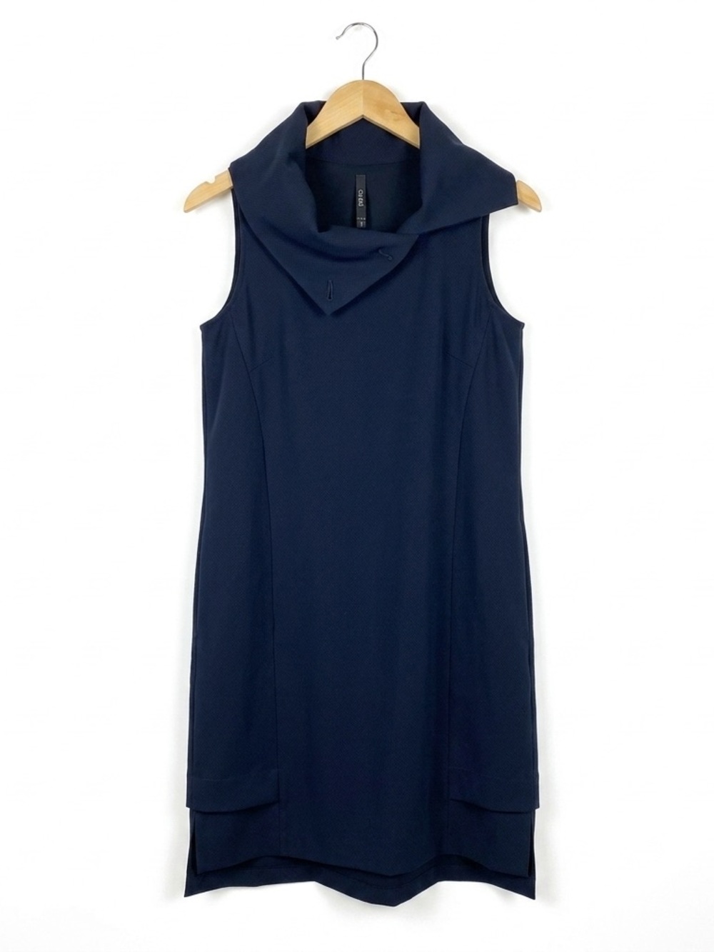Porto SF Black Jetset Dress Portrait Cowl Neck Asymmetrical Tiered Small